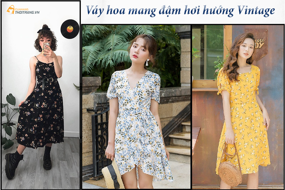 Váy hoa Vintage cổ điển khiến chị em
