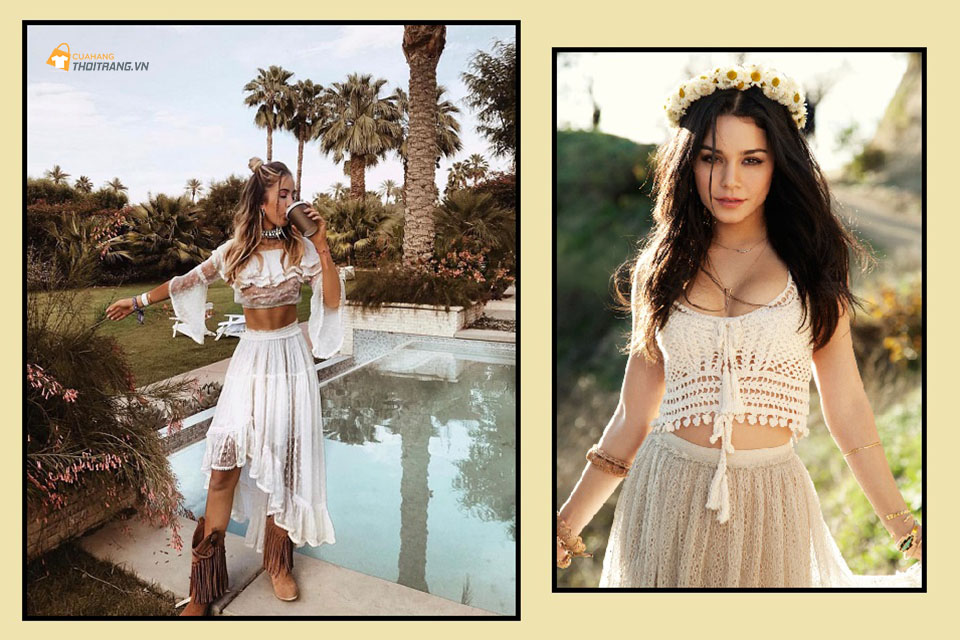 Biến hóa với chân váy ren theo phong cách Boho đầy thu hút