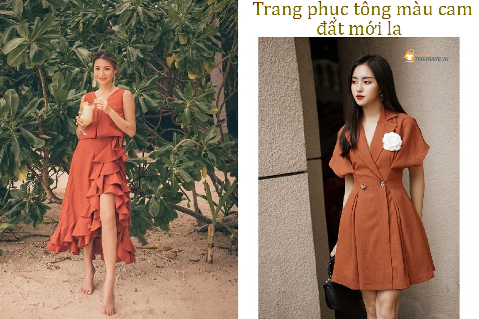 Mới mẻ, lạ mắt với trang phục tông màu cam đất