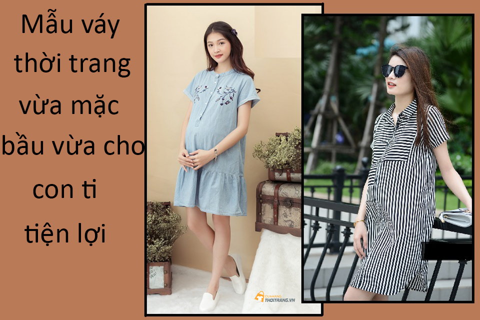 Các mẫu váy thời trang vừa cho bà bầu vừa cho con ti tiện lợi