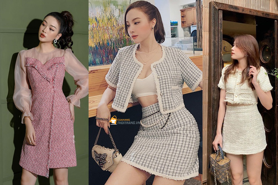 Mặc đẹp ngày Tết với Áo váy vải tweed sang trọng