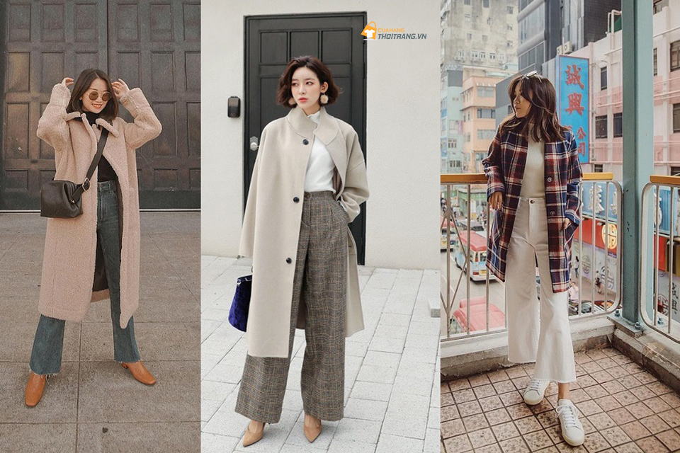 Áo khoác dáng dài và quần ống rộng sành điệu nơi công sở