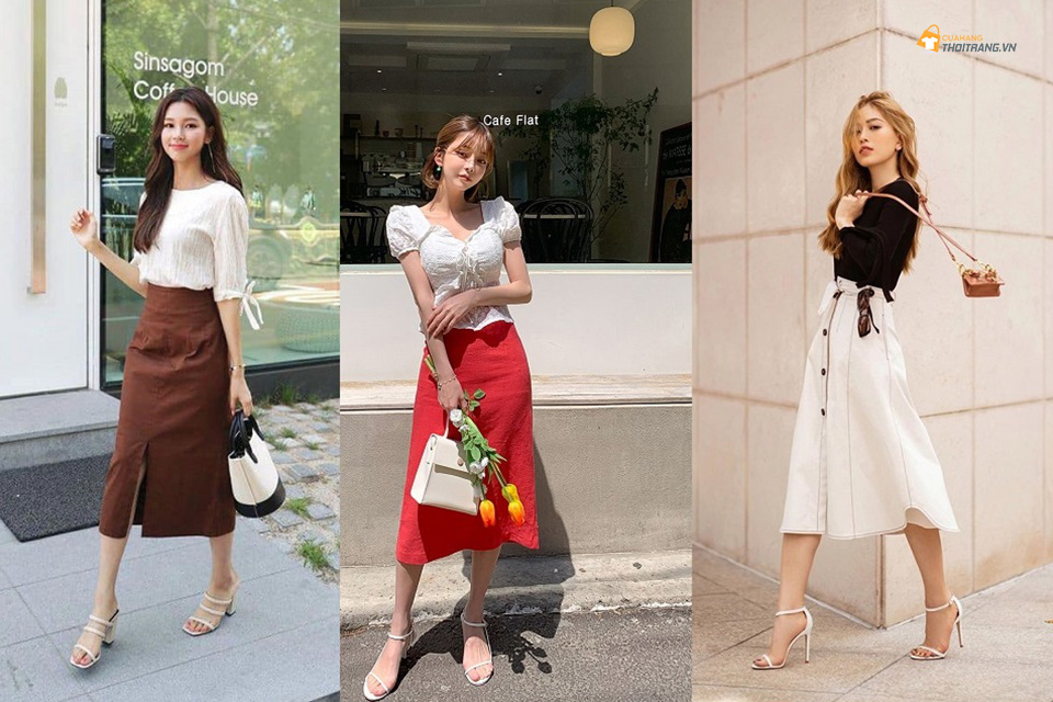 Bí quyết diện chân váy midi đẹp hút mắt siêu tôn dáng