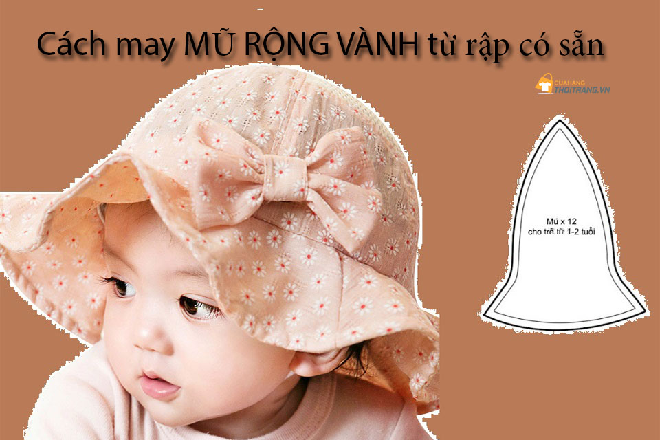 Cách may mũ rộng vành cho bé tái chế từ áo của mẹ