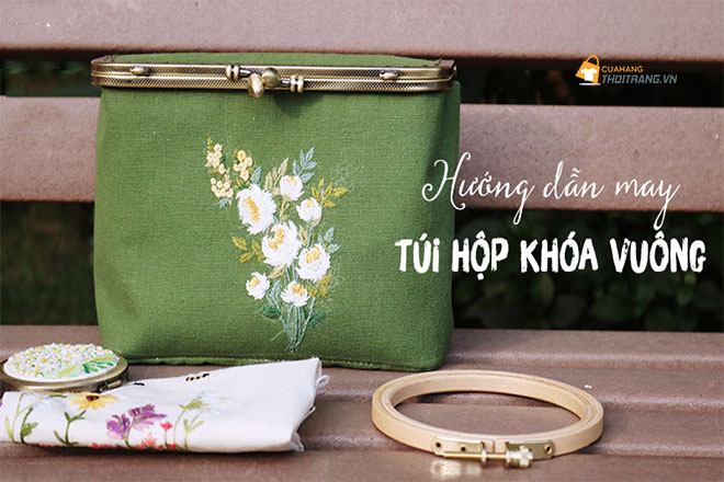 Cách may túi hộp khoá vuông đơn giản từ mẫu râp có sẵn