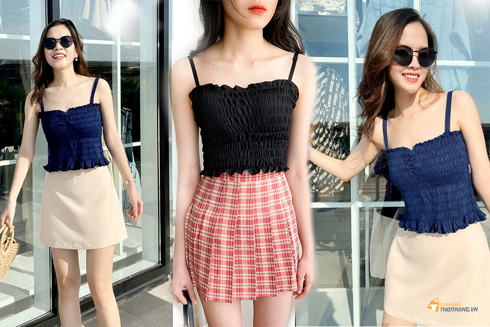 Cách may áo crop hai dây chun thân kèm hình ảnh chi tiết