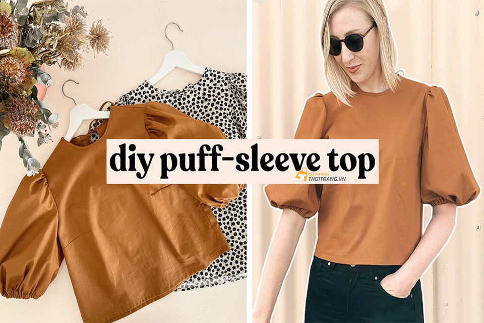 Áo croptop: Cách may áo croptop dáng suông tay bồng