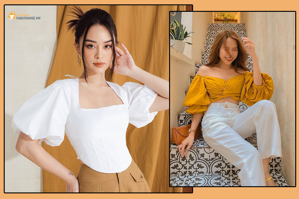 Áo croptop tay bồng đẹp sang xịn hút hồn chị em