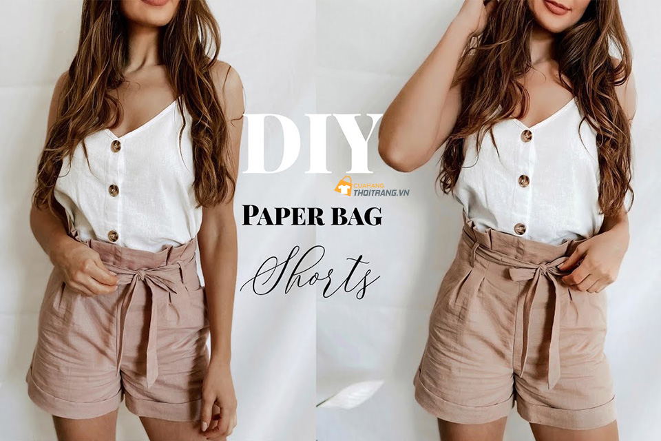 Cách may quần short vải lưng cao ống rộng trẻ trung điệu đà