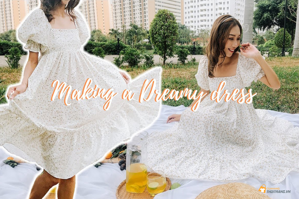 Váy babydoll cổ vuông - Hướng dẫn cách may cho người mới