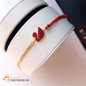 Lắc tay thiên nga đỏ Swarovski
